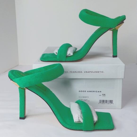 Good American Green Terry Slip-on High Heel Sandel Size 11 NIB - Picture 1 of 6